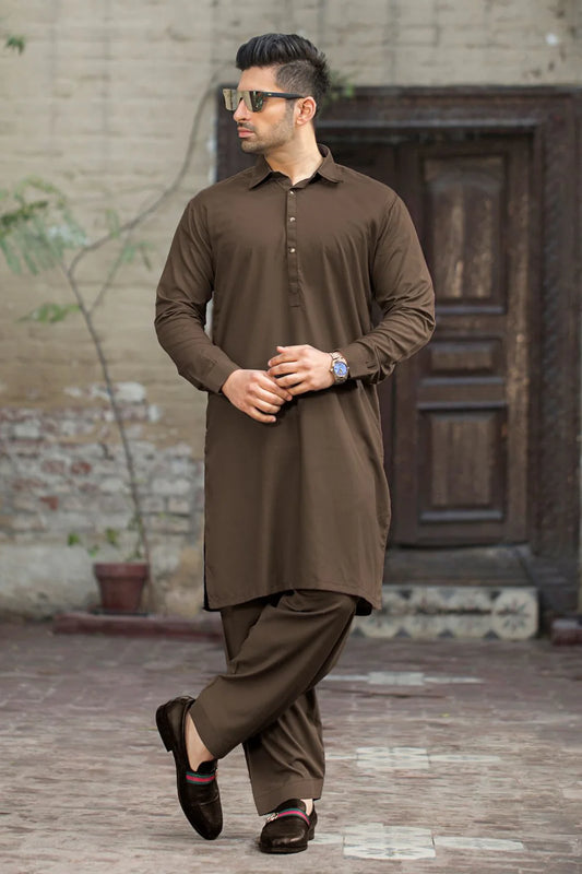 PREMIUM  UNSTITCHED WASH & WEAR (Brown color)